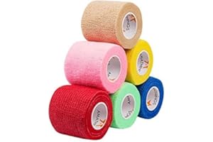 AMATHINGS 6 sztuk samoprzylepnych bandaży – samoprzylepny opatrunek o szerokości 5 cm i długości 4,5 m – bandaż samoprzylepny na palce, dłonie, palce, palce, plastry na palce, rolka