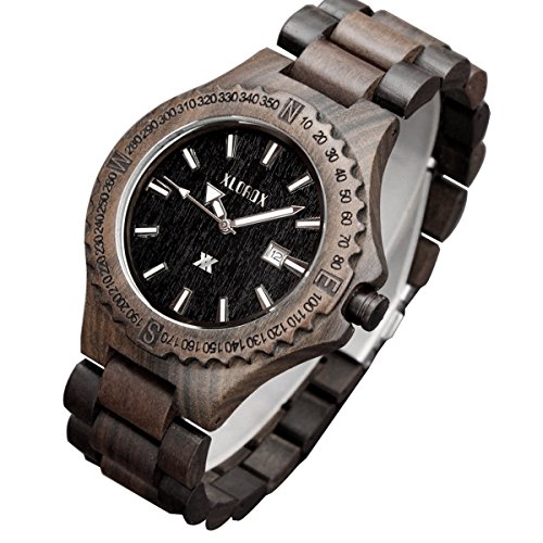 XLORDX Holzuhr Schwarz Datum Armbanduhr Herrenuhr aus Holz Freund Ehemann Geschenk Gift Watch XLORDX Holzuhr Schwarz Datum Armbanduhr Herrenuhr aus Holz Freund Ehemann Geschenk Gift Watch