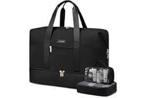 LOVEVOOK Borsone Da Viaggio Donna, Grande Borsa Da Viaggio, 56L Borsone Nascita Ospedale, Bagaglio a Mano 50x38x25, Borsone Palestra Duffel Bag Borsa Piscina, Nero