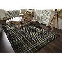 Rugs With Flair Kilry - Alfombra/Tapete para salón y Comedor - Clásico y Tradicional - Estampado a Cuadros tartán Negro 160 x 230cm