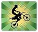 Produktbild WYICPLO Dirt Bike Mouse Pad, Starburst Stripes and Halftone Style Dots Background Rider, Standard Size Rectangle Non-Slip Rubber Mousepad, Pale Green Black and Pale Yellow