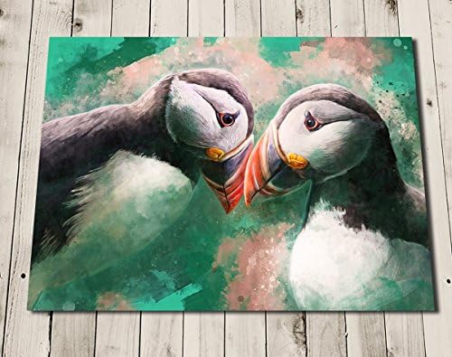 Two Puffins Art Painting Print - Cute Birds - Independent Artist Print