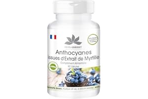 HERBA DIREKT Anthocyanes - issue d'Extrait de myrtille - 90 Gélules - fortement dosé | Warnke Vitalstoffe - Qualité des pharmacies allemandes