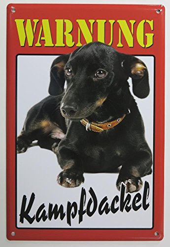 Preisvergleich Produktbild Blechschild ca. 20x30cm "Warnung - Kampfdackel"