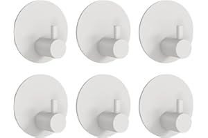 Feligio Ganchos Autoadhesivos Fuertes de Alta Resistencia, Ganchos Adhesivos para Colgar Toallas, Abrigos y Llaves, Ganchos de Puerta para Pegar en Baño y Cocina, Blanco, Pack de 6