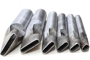 Ruluti 6 PCS Strumenti per Punzonatura in Pelle Ovale Punzone in Pelle Punch Punzone Piatto Punch Punch Foro Hollo Hole Punch for Guarnizione per Cintura in Pelle Guarnizione Guarnizione Fai Te