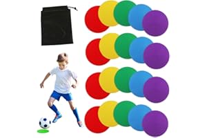 AZULLANSE 20 Stück rutschfester Spot Marker,10cm,Poly Spot Marker für Agility Dot für Gym/PE Training,Gummi Kreise mehrere Farbe Sport Marker rot,gelb,blau,grün,lila,jeweils 4 Stück,1 Aufbewahrungstasche