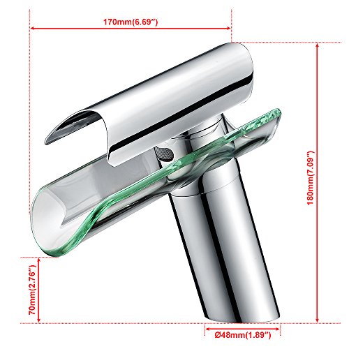 Homelody Wasserhahn Waschbeckenarmatur mit Glasauslauf Wasserfall Armatur Bad Mischbatterie Badarmatur Waschtischmischer Waschtischbatterie für Badezimmer - 8