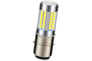 Ruiandsion 1pc DC 6V BA20D LED Lámpara Hi/Lo de doble haz LED 3030 60SMD Chipset con proyector Bombilla de Faro para Motocicletas, 6000K Blanco