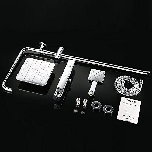 Homelody Duschsystem mit Thermostat Duscharmatur Regendusche Duschstange Brausethermostat-Duschset Duschkopf Rainshower Duschpaneel Dusche - 8
