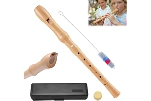 NAVESO Flûte à bec en bois soprano, flûte à bec soprano, flûte à bec en bois C doigté allemand, flûte à bec en bois pour enfants débutants avec kit de nettoyage, c soprano flûte à bec érable pour