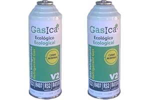 REPORSHOP - 2 Botellas Gas Gasica V2 226Gr Alternativo R22, R32, R407C, R410A Freeze