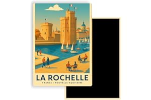 FITYO Magnet Frigo Ville Touristique de France Style Affiche rétro – 90 Modèles au Choix – Souvenirs Vacances – Aimant Réfrigérateur – Cadeau Original (La Rochelle)