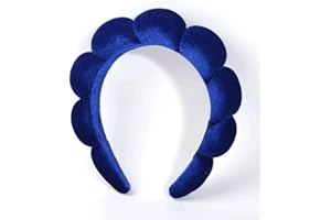 BOTTEGA DELLA PRINCIPESSA Cerchietto per Capelli Donna Bombato in Velluto - Cerchietto virale Tik Tok - per Skin Care-Trucco con Dust Bag (Blu Reale)