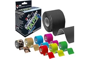 NV Compression Kinesiology Tape | 5m Roll of Elastic Muscle Support Tape for Exercise, Sports & Injury Recovery (Black)