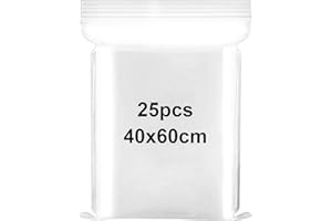 XINGRUN Druckverschlussbeutel zip beutel 40x60cm, 25 Stück Verschließbare Plastiktüten Zip Beutel Groß Wiederverschließbare Plastikbeutel, Verdickung Haltbar, Anwendbar Bastelbedarf, Kleideraufbewahrung