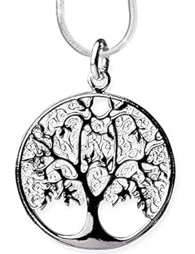Anhänger Baum des Lebens Keltischer Bronze Schmuck – Heilung - mit 1,2mm Schlangenkette 45 cm Halskette aus 925er...