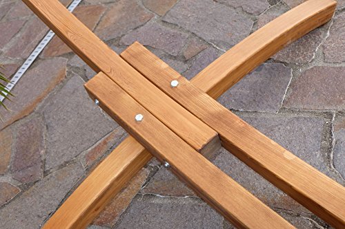 360cm Hängemattengestell GRENADA-BRAUN aus Holz Lärche mit Stab Hängematte NEU: mit gebogenem Stab von AS-S - 5