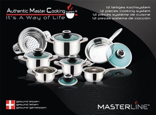 Original 12-piece set. Masterline Luxury Stainless Steel Pan Set Cookware with Glass Lids