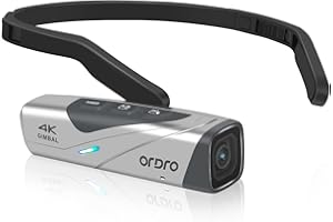 ORDRO EP8 Videocamera Indossabile, Vlogging Camera 4K 60fps con Sensore da 1/2.8", Cattura POV, Stabilizzatore Cardanico a 2 assi, WiFi 2.4/5G, Senza telecomando e scheda microSD 64GB