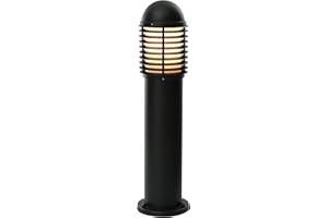 National Lighting IP44 Rated Louvred Bollard Light - 650mm Outdoor Garden Patio Porch Driveway Lights - Black Garden Lamp Post - 9W 240V LED ES E27 (Not Included)