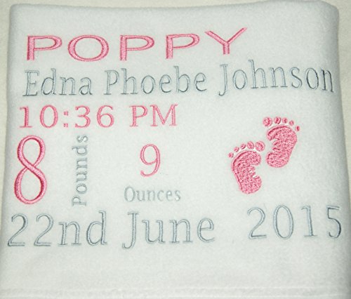 Babies Birth Details Keepsake Personalised Super Soft Fleece Blanket