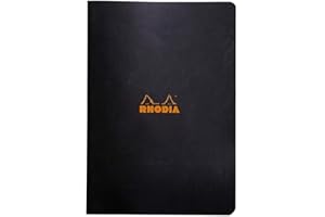 RHODIA 119163C – Zeszyt szyty Czarny – A4 (21 x 29,7 cm) – w kratkę – 96 stron – papier Clairefontaine biały 80 g/m² – miękka, powlekana, wytrzymała i wodoodporna okładka – Classic
