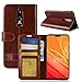 Produktbild Oneplus 6 Hülle [mit gratis gehärtetem Glas Displayschutzfolie], Premium Leder Full Schutz Magnetverschluss Buch Design Wallet Schutzhülle mit ID Kredit Karte Slots Halter Ständer Funktion Folio Flip Cover Schutzhülle für OnePlus 6 braun