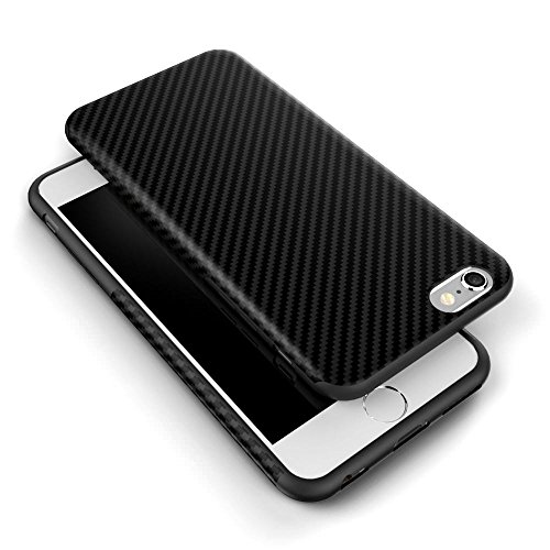 iPhone 6S Plus Case,L-FADNUT [Carbon Fiber Lines] TPU Silicone Ultra Slim Back Case,Shock Absorbing Bumper Protective Case Cover for Apple iPhone 6 Plus/6S Plus 5.5 inch - Black