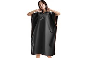 flintronic Poncho Surf, 110 * 80 cm, Poncho Toalla de Microfibra para Adultos con Capucha, Secado Rápido y Ligero Portátil, Playa Toalla para Hombre y Mujer, para Surf, Surfista, Nadadore-Negro