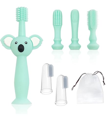 Set De Repas Bébé PandaEar - 2 Assiettes Ventouses + 2 Tasses + Couverts Silicone - Sans BPA - Bleu Et Vert