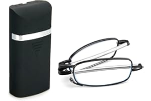 KoKoBin Składane okulary do czytania ze stali nierdzewnej, mini antyrefleksyjne, z etui na okulary, dla kobiet i mężczyzn, małe przenośne urządzenie do czytania