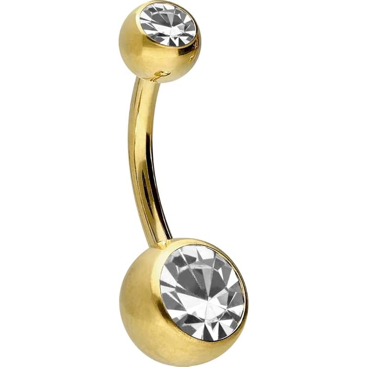 AVYRING 14G Navelstaafjes Set - Roestvrij Staal Met Ronde En Hartvormige Zirkonia (Zilver/Goud)