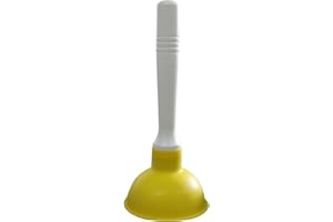 Coralpearl Hand Drain Plunger Small Force Pump Cleaner Plumber Helper Unclogger Tool Short Little Clog Remover for Kitchen Sink, Bathroom Toilet, Shower Tub in 4 Inch Cup 9" Bar Handle (Yellow)