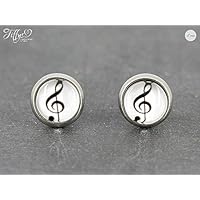 Ohrstecker Edelstahl * Cabochon - Violinschlüssel - 8 mm