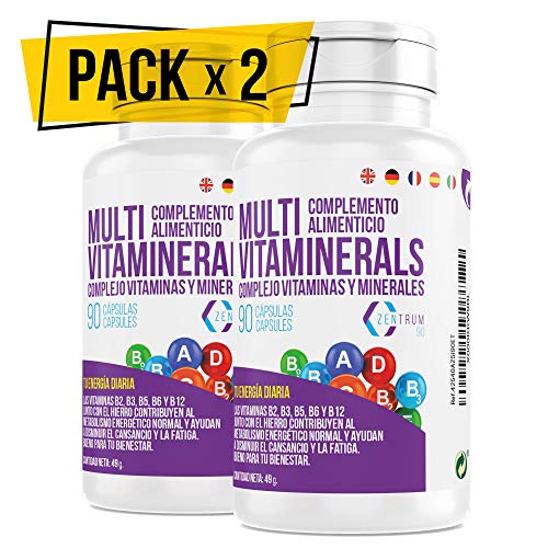 Vitaminas, minerales, complejo multimineral, cansancio y fatiga, hierro, acido fólico, b12, bienestar, 180 capsulas. (MULTIVITAMINAS PACK)