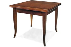 Vicentini arreda TAVOLO IN LEGNO ALLUNGABILE A LIBRO ARTE POVERA NOCE SCURO (80x80(160))