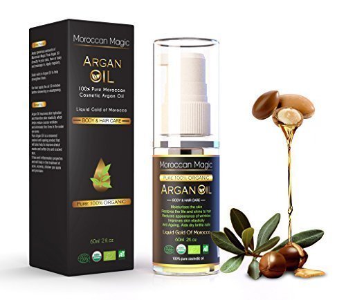 Pure Moroccan Argan Oil; - THE Must Have Beauty Product - SALE 65% OFF TODAY - 100% Virgin Organic 'Liquid Gold' from Morocco. High in Vitamin E that Helps Reduce Wrinkles & Fine Lines, Acne Scars & Stretch Marks. Revitalises, Conditions & Restores Damaged Hair, Anti Frizz, Promotes Shine. Helps Relieve Psoriasis & Eczema. Great For Nails & Lips as well. FairTrade Approved. The very BEST natural all round skin and hair treatment with many benefits - FREE BONUS 'BEAUTY' eBOOK INCLUDED