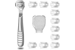 FYACCD Hornhaut Hobel Set, Fußpflege Set, Edelstahl Hornhautentferner mit 10 Ersatz Klingen und 1 Hornhautraspel Kopf