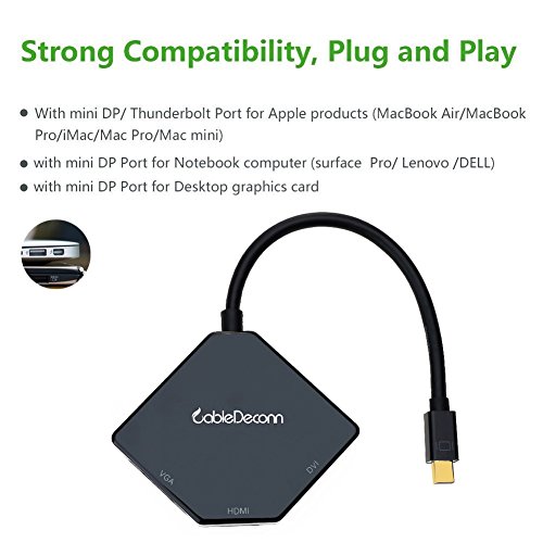 CableDeconn The Cobra Appearance Multi-Function Thunderbolt Mini DisplayPort DP To HDMI VGA DVI Kabel Konverter Adapter For MacBook Pro Air - 4