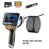 [Viel besser] 1) Spezielle Technologie mit einer Brennweite von 4 cm bis 500 cm (1,57 Zoll bis 196 Zoll) 2) 10FT (3 Meter) halbstarre Röhre kann gebogen werden und die gewünschte Form beibehalten 3) Mit wiederaufladbarer Lithium-Ionen-Batterie mit 2600mAh großer Kapazität kann das Antscope-Endoskop bis zu 3,5 Stunden nach dem vollständigen Aufladen usw. arbeiten.