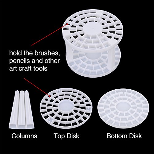 eBoot Klappbare Kunststoff Farbmischpalette und 49 Loch Malpinsel Halter Pinsel Veranstalter Plastik Rund Pinsel Halter, Weiß - 3