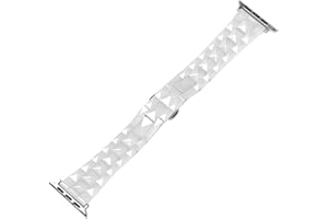 MaKTech Uhrenarmband aus Keramik für Apple Watch,Dreiteiliges Rauten-Gliederarmband mit Schmetterlingsverschluss,Kompatibel mit der iWatch Serie 9/Ultra 2/SE/8/7/2023 (45mm/44mm/49mm,Weiß)