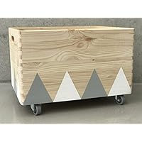 Holz Spielzeugkiste Weiß/Grau - Rollen Triangel skandinavisch