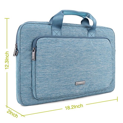 Laptophülle, Evecase 17.3 Zoll Universal Neoprene Gepolsterte Notebook Briefcase Laptop Schutzhülle mit Anzug-Gewebe / Ablösbaren Träger / Handgriff / Frontfach / Zubehörfächer für Lenovo Asus Acer HP – Himmelblau - 8