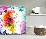QEES bunter moderner Duschvorhang Künstlerische Bilder Wasserdichter Dusche Vorhang aus Polyster Anti-Schimmel Textilien Wasserabweisend Mit Ringen YLB10 (3#)