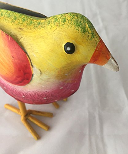 Gartenfigur bunter Vogel aus Metall 3 verschiedene Farben zur Auswahl 20x9x18cm Handarbeit Gartendeko Metallfigur Gartendekoration Gartenfiguren (Auswahl Vogel pink mit weißem Schnabel) - 5