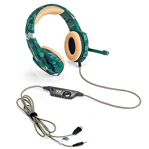 EasySMX Auriculares con Microfono  Cascos Gaming para Nueva Xbox One  Gaming Headset para PS4 con Control de Volumen  Compatible con Laptop PC y Smartphone Camuflaje 