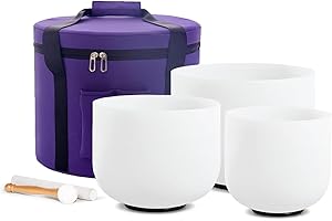 Hye-eun Juego de 3 cuencos de cristal de 15,2 a 25,4 cm, 432 Hz, 25,4 cm, 20,3 cm, para meditación, yoga, con funda de transporte, para mantener el equilibrio y terapia