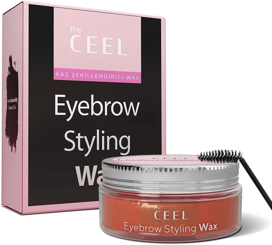 The Ceel Şeffaf Kaş Şekillendirici ve Sabitleyici Wax 50 ml, E Vitamini ve Hint Yağı Özlü Dolgunlaştırıcı Jel, Fırça Dahil Gün Boyu Kalıcı Etki